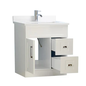 Image 2 of 30" White Bathroom Vanity with Stone Top and 2 Drawers sold at Floors & Baths Pro's