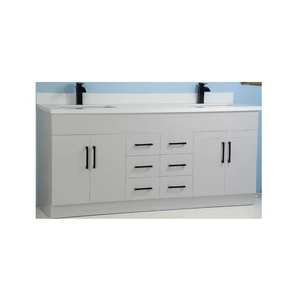 72" Double-Sink Grey Vanity with Stone Top | Floors & Baths Pro's