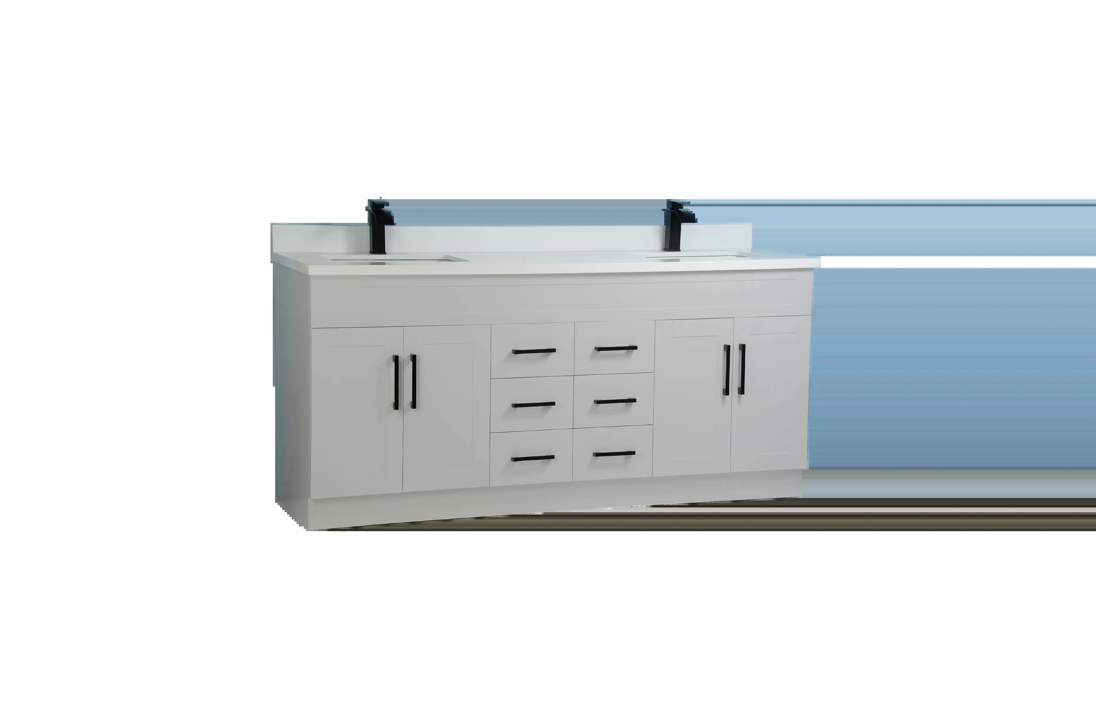 72" Double-Sink Grey Vanity with Stone Top