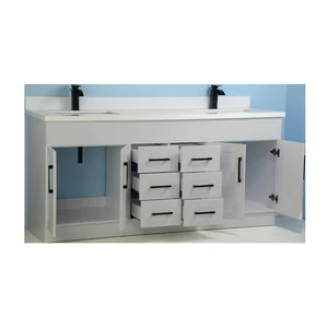 Image 2 of 72" Double-Sink Grey Vanity with Stone Top sold at Floors & Baths Pro's