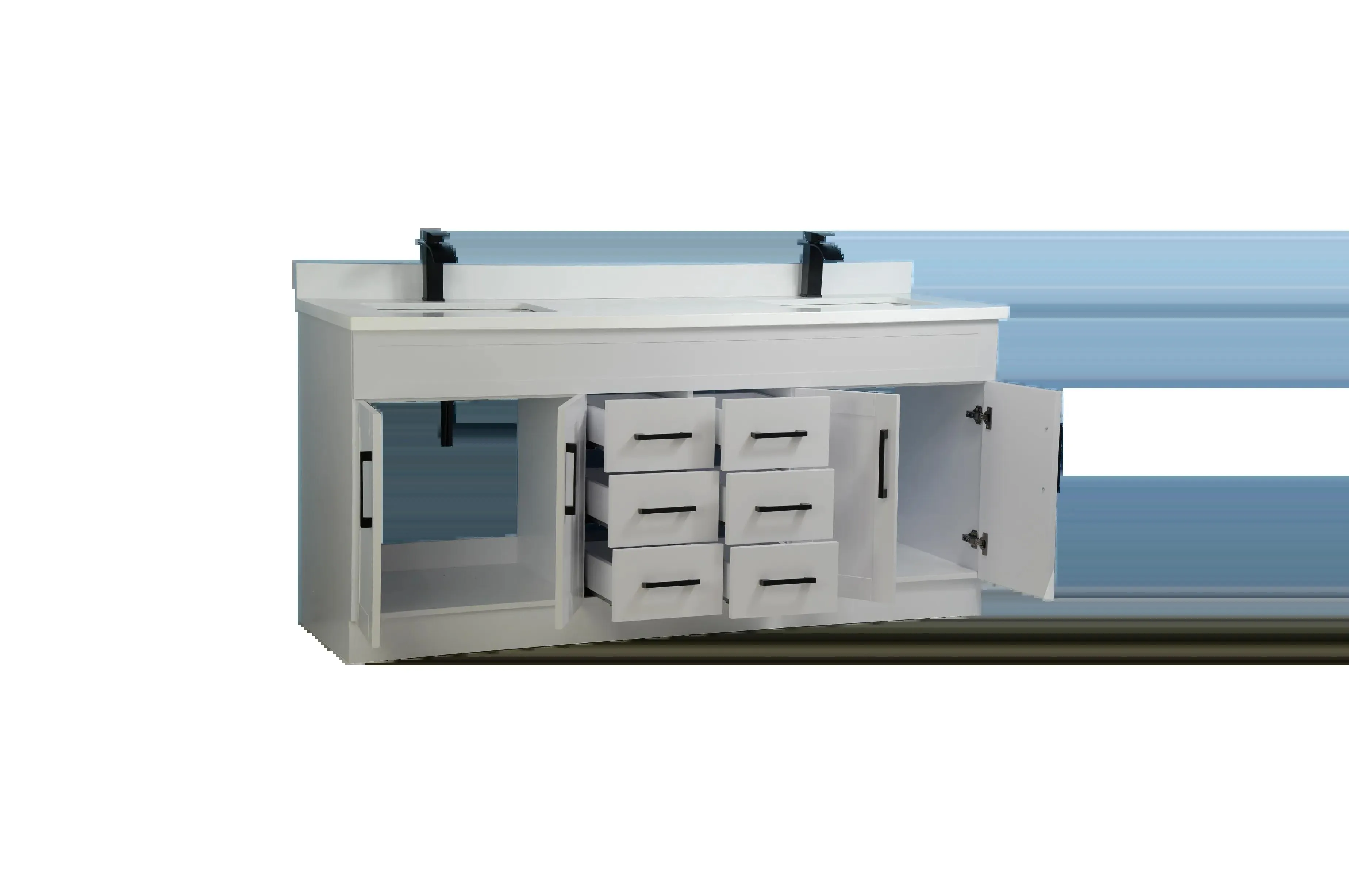 72" Double-Sink Grey Vanity with Stone Top