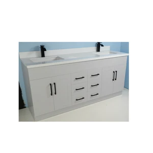 Image 4 of 72" Double-Sink Grey Vanity with Stone Top sold at Floors & Baths Pro's