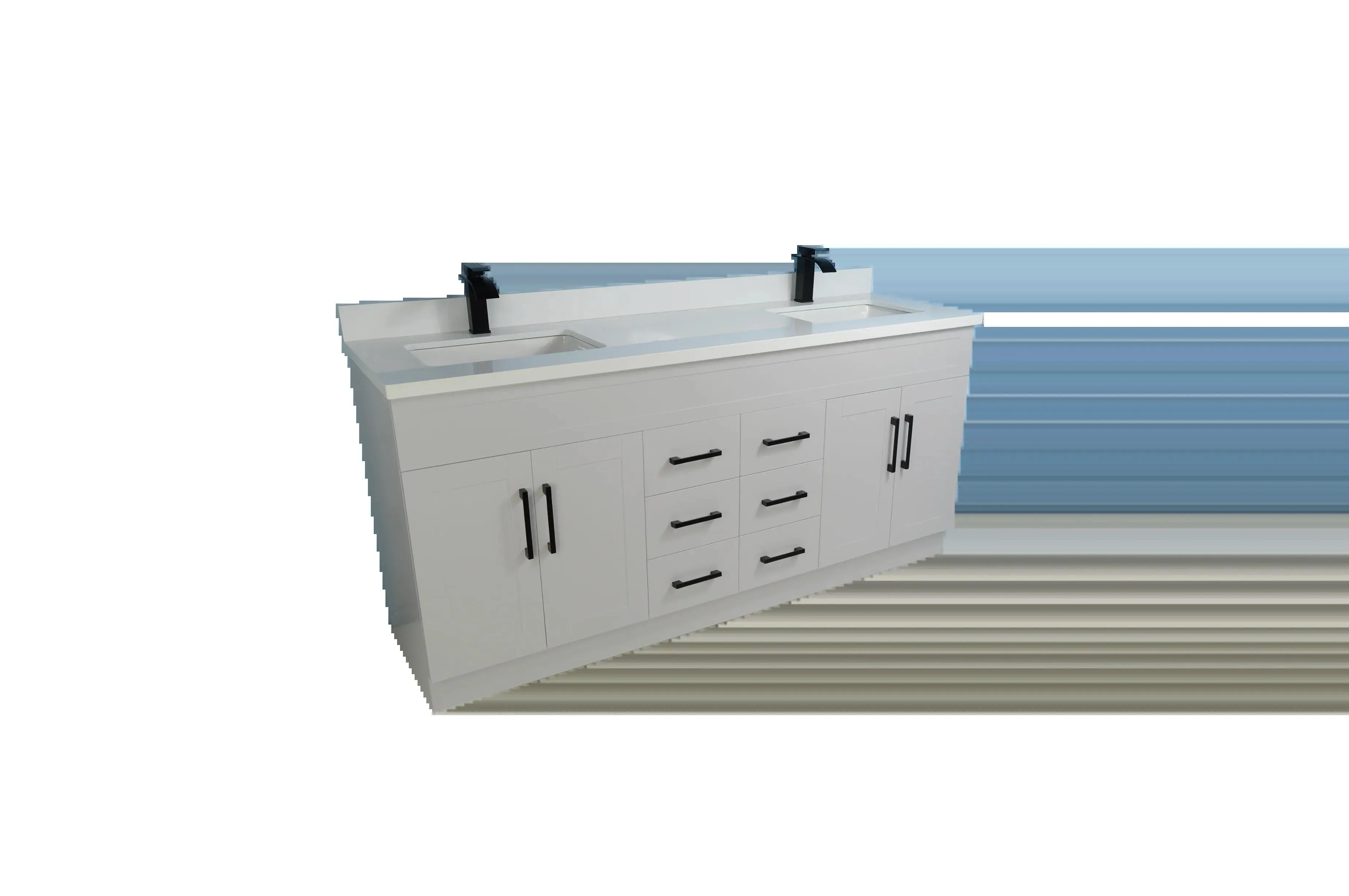 72" Double-Sink Grey Vanity with Stone Top