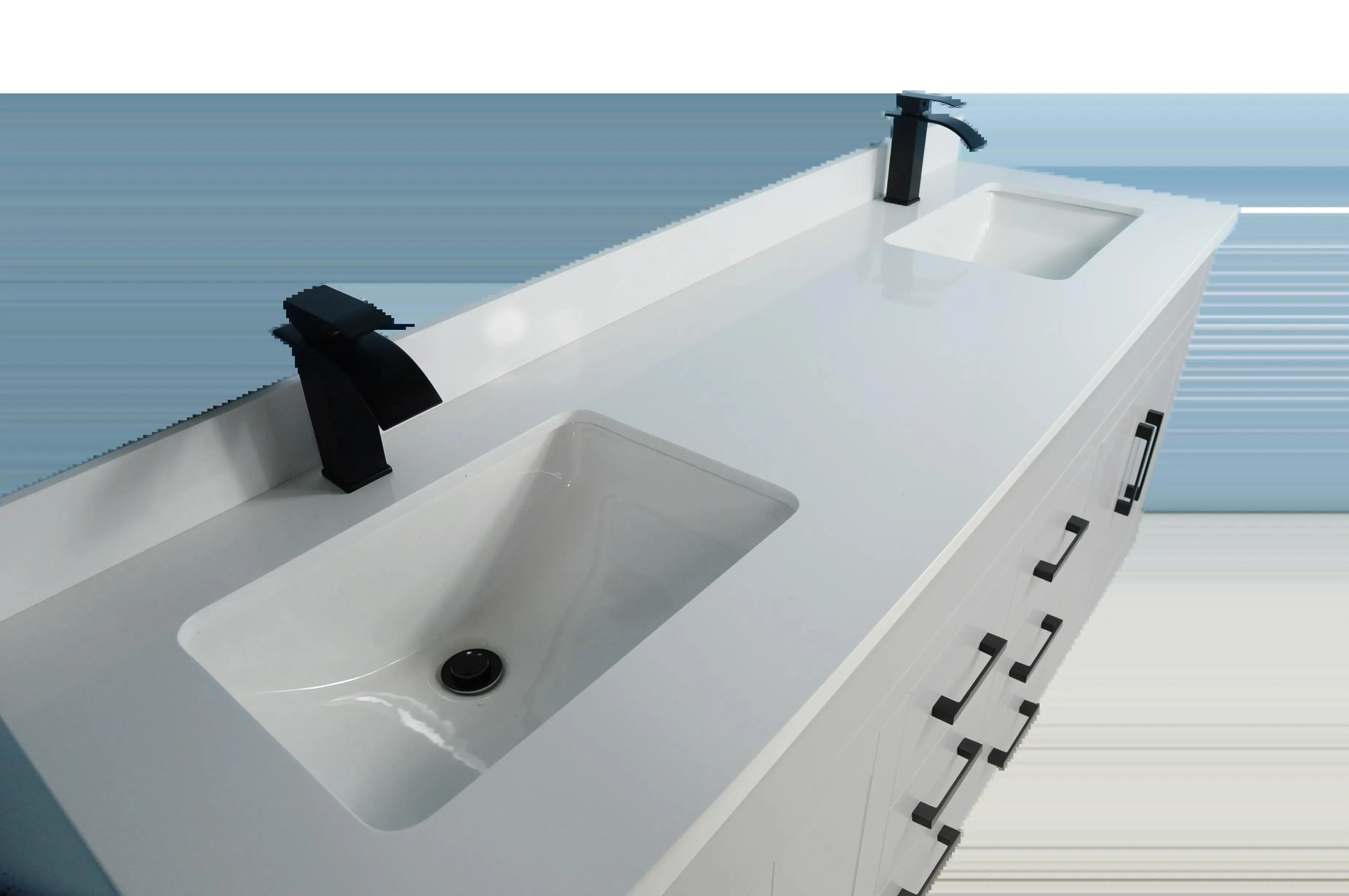 72" Double-Sink Grey Vanity with Stone Top