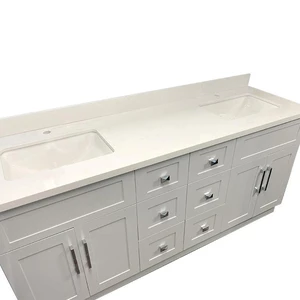 Image 2 of 72" Shaker Style Grey Double-Sink Vanity with Stone Top (6 drawers) sold at Floors & Baths Pro's
