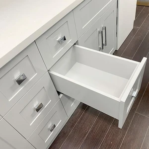 Image 3 of 72" Shaker Style Grey Double-Sink Vanity with Stone Top (6 drawers) sold at Floors & Baths Pro's