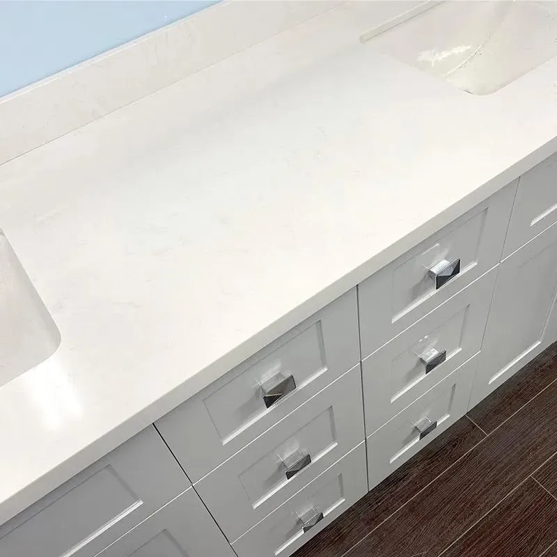 72" Shaker Style Grey Double-Sink Vanity with Stone Top (6 drawers)