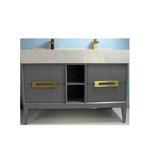 Image 2 of 48" Solid Wood Vanity with Sintered Stone Top and Zero Edge Sink sold at Floors & Baths Pro's