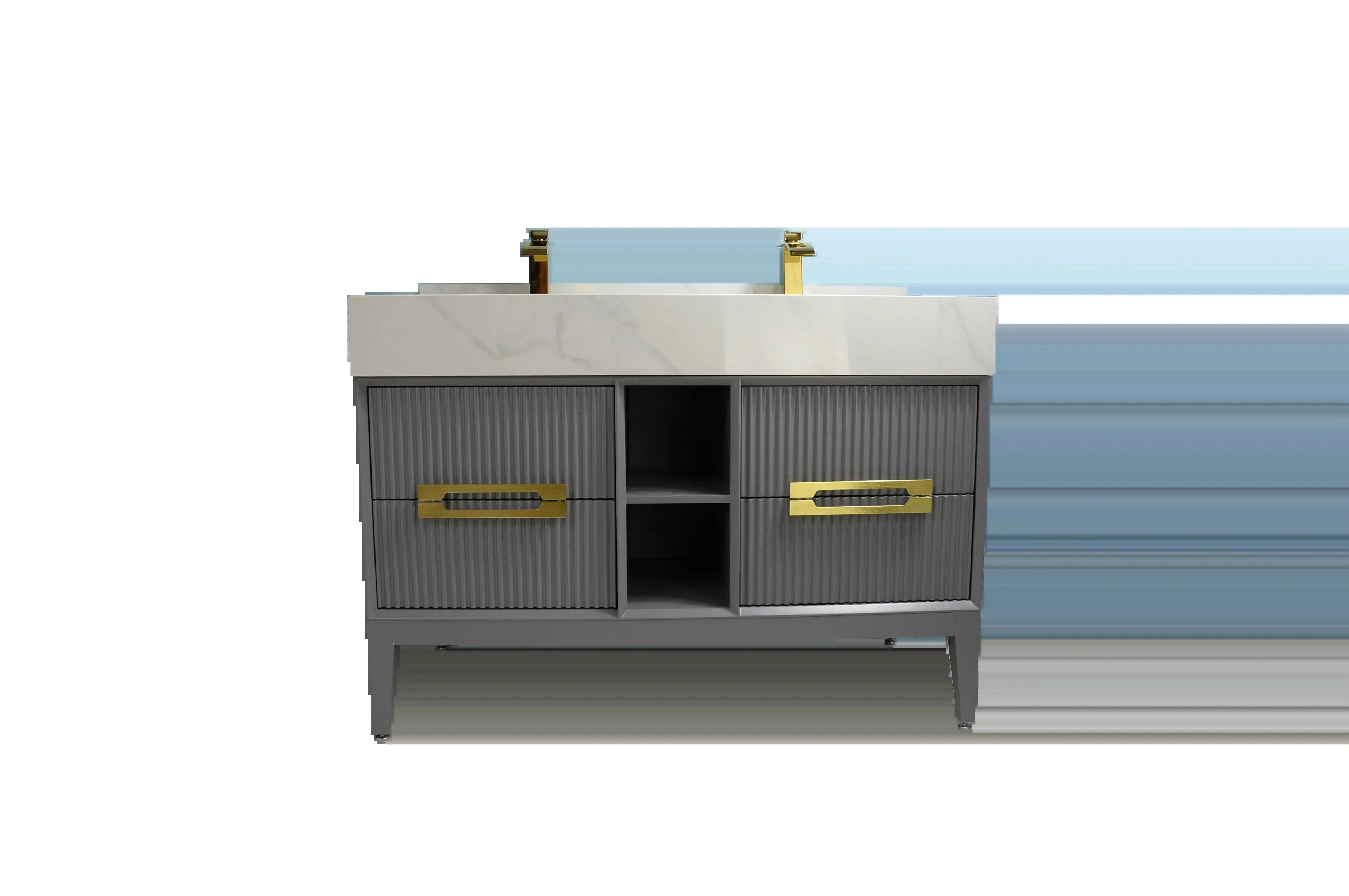 48" Solid Wood Vanity with Sintered Stone Top and Zero Edge Sink