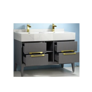Image 3 of 48" Solid Wood Vanity with Sintered Stone Top and Zero Edge Sink sold at Floors & Baths Pro's