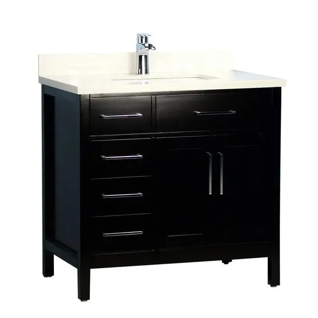42" Classic Style Solid Wood Espresso Vanity with Stone Top
