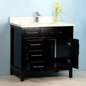 Image 2 of 42" Classic Style Solid Wood Espresso Vanity with Stone Top sold at Floors & Baths Pro's