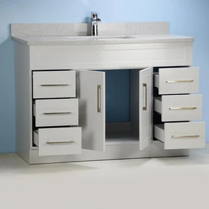 Image 2 of 48" Gray Shaker Style Vanity with Stone Top sold at Floors & Baths Pro's