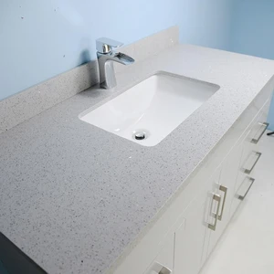 Image 5 of 48" Gray Shaker Style Vanity with Stone Top sold at Floors & Baths Pro's