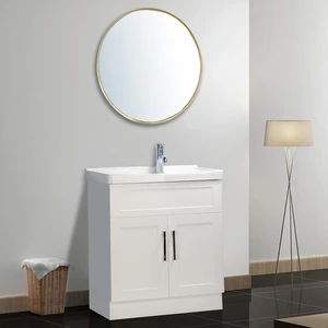 Image 2 of 28" White Lavatory Vanity with Ceramic Washboard Basin sold at Floors & Baths Pro's