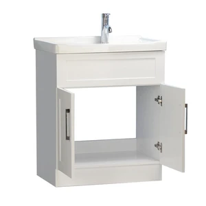 Image 3 of 28" White Lavatory Vanity with Ceramic Washboard Basin sold at Floors & Baths Pro's