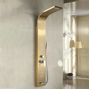 Multi-Function Stainless Steel Shower System with Hand Shower (Brush Gold) | Floors & Baths Pro's