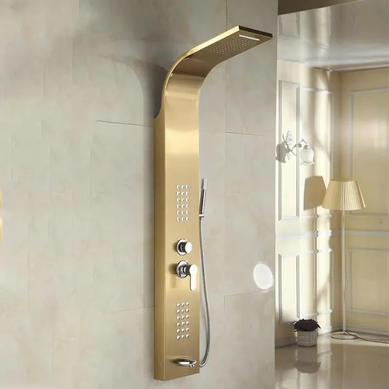 Multi-Function Stainless Steel Shower System with Hand Shower (Brush Gold)