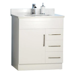 30" Shaker Style White Vanity with Stone Top | Floors & Baths Pro's