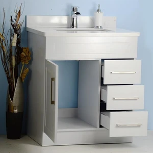 Image 2 of 30" Shaker Style White Vanity with Stone Top sold at Floors & Baths Pro's