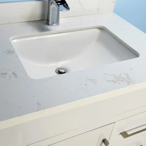 Image 5 of 30" Shaker Style White Vanity with Stone Top sold at Floors & Baths Pro's
