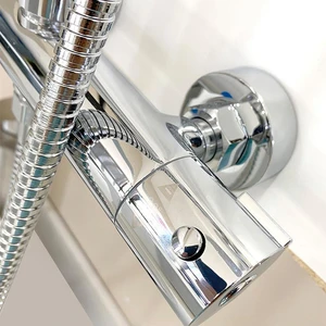 Image 4 of Temperature Balancing Chrome Round Rain Showerhead with Hand Shower sold at Floors & Baths Pro's