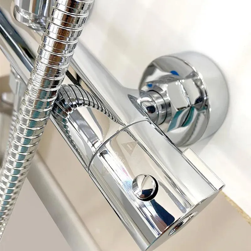 Temperature Balancing Chrome Round Rain Showerhead with Hand Shower