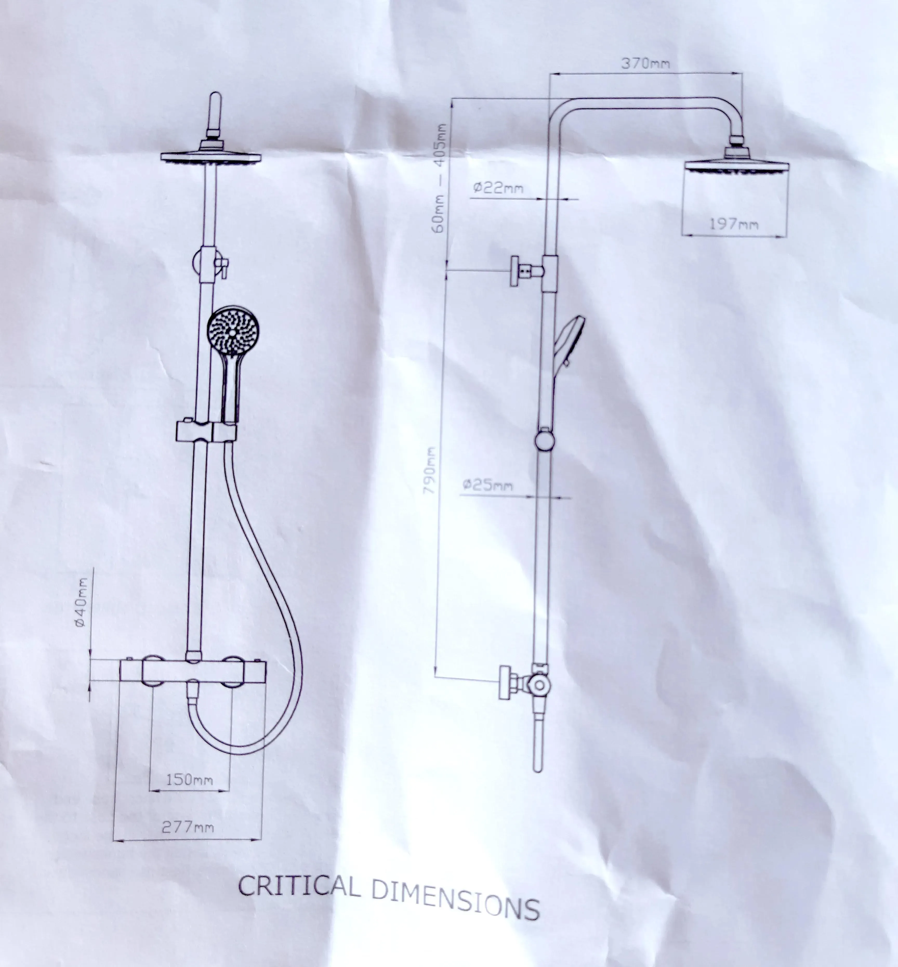 Temperature Balancing Chrome Round Rain Showerhead with Hand Shower