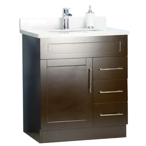 30" Shaker Style Espresso Vanity with Stone Top | Floors & Baths Pro's