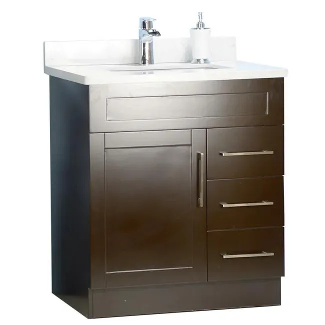 30" Shaker Style Espresso Vanity with Stone Top
