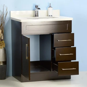 Image 2 of 30" Shaker Style Espresso Vanity with Stone Top sold at Floors & Baths Pro's