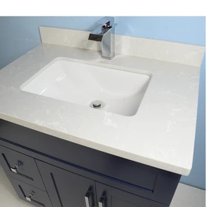  32" Shaker Style Blue Vanity with Stone Top (2 drawers) 