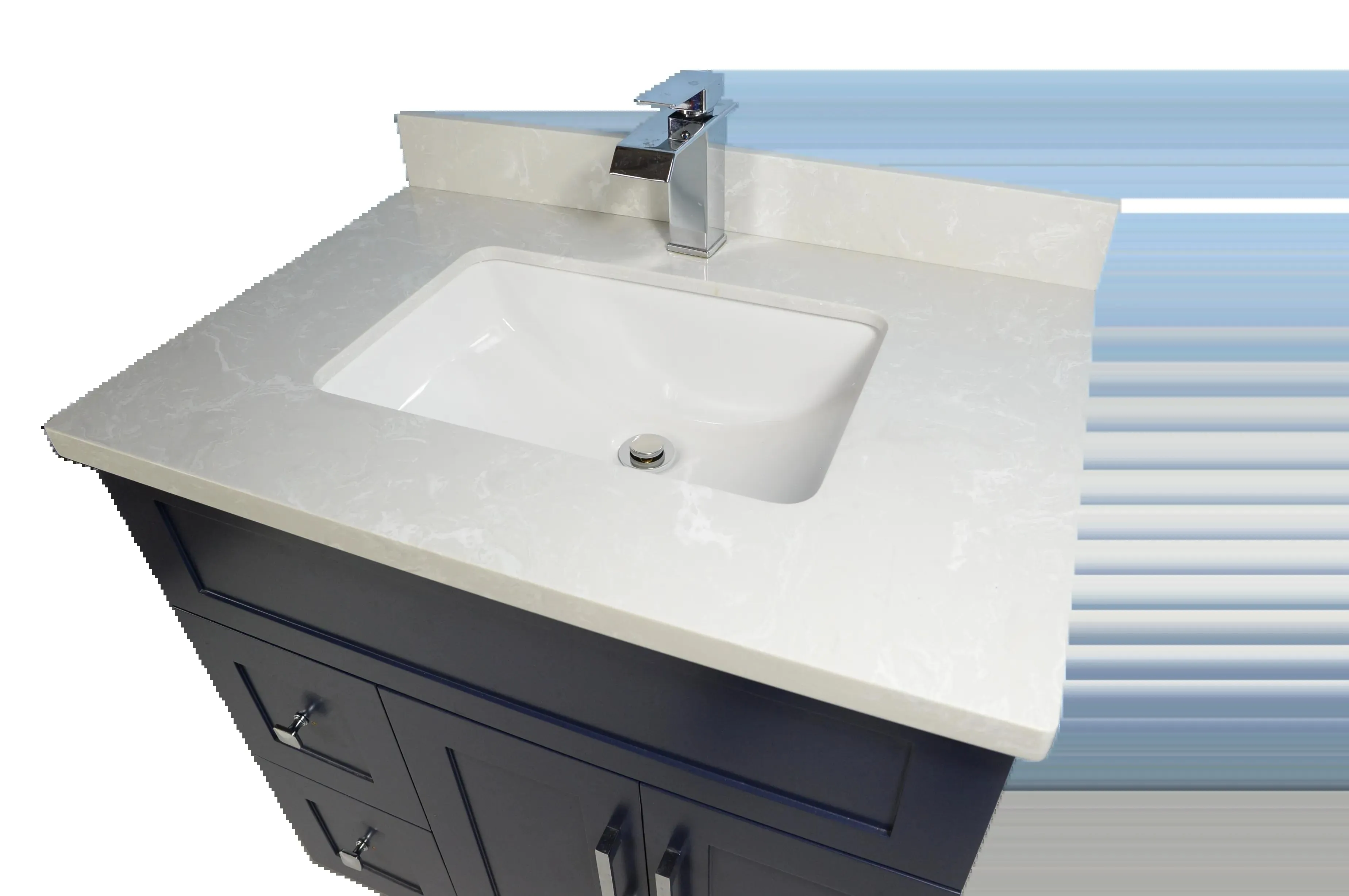 32" Shaker Style Blue Vanity with Stone Top (2 drawers)