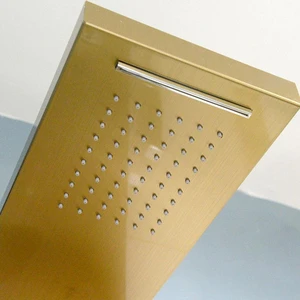Image 2 of Aluminum Shower Panel with Heavy Rain Shower (Brush Gold/Black) sold at Floors & Baths Pro's