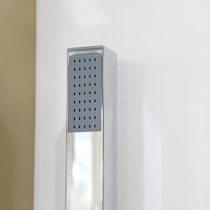Image 3 of Aluminum Shower Panel with Heavy Rain Shower (Brush Gold/Black) sold at Floors & Baths Pro's