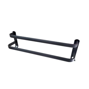  Black Towel Double Round Corner Bar with Hooks for Hanging Sponge 