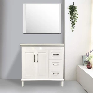 36" European Style White Vanity with Stone Top | Floors & Baths Pro's