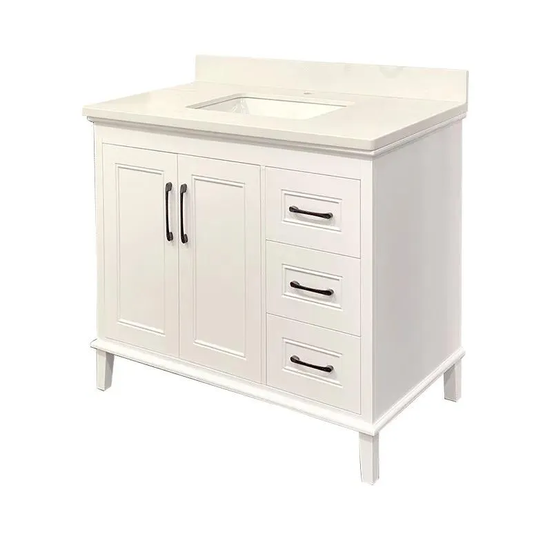 36" European Style White Vanity with Stone Top