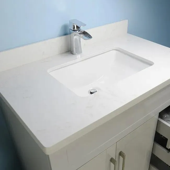 36" Shaker Style Grey Vanity with Stone Top