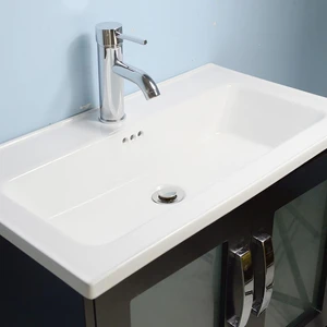 Image 4 of 28" Espresso Open-shelf Narrow Depth Vanity with One-piece Ceramic Top sold at Floors & Baths Pro's