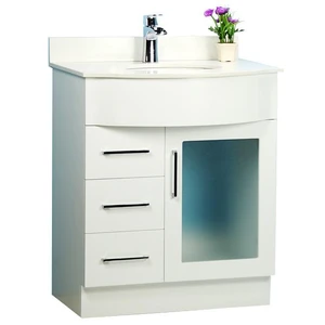 30" White Traditional Style Vanity with Stone Top 