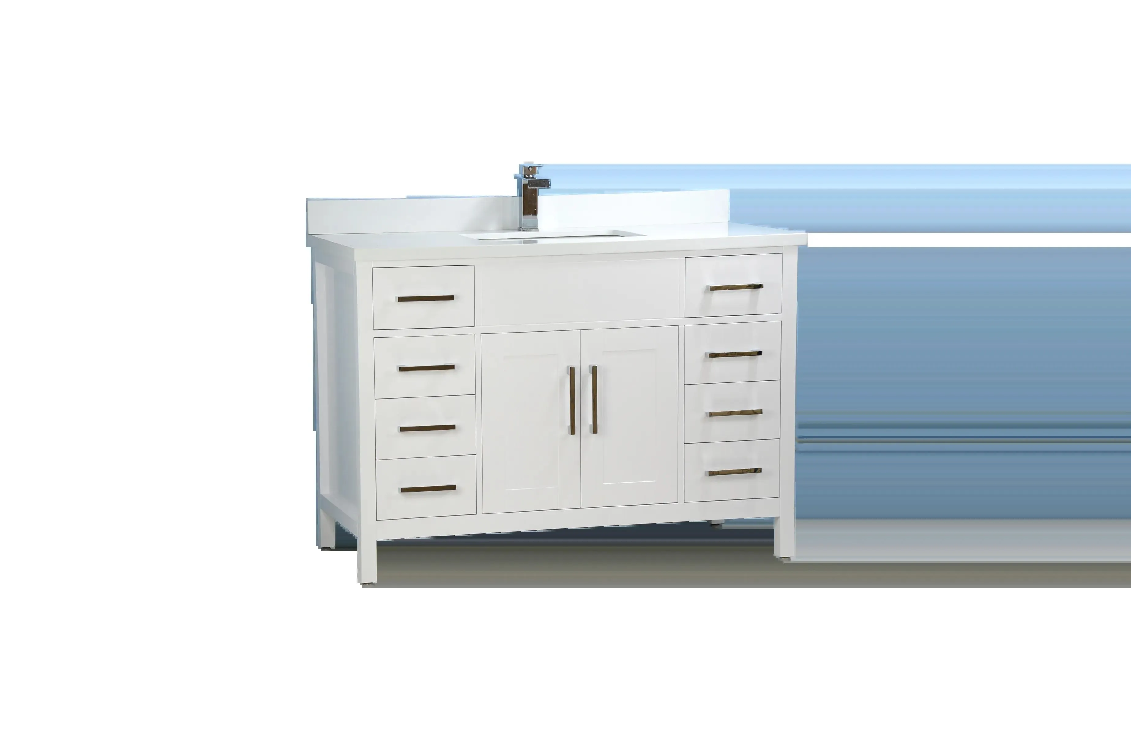 48" Solid Wood White Vanity with Stone Top