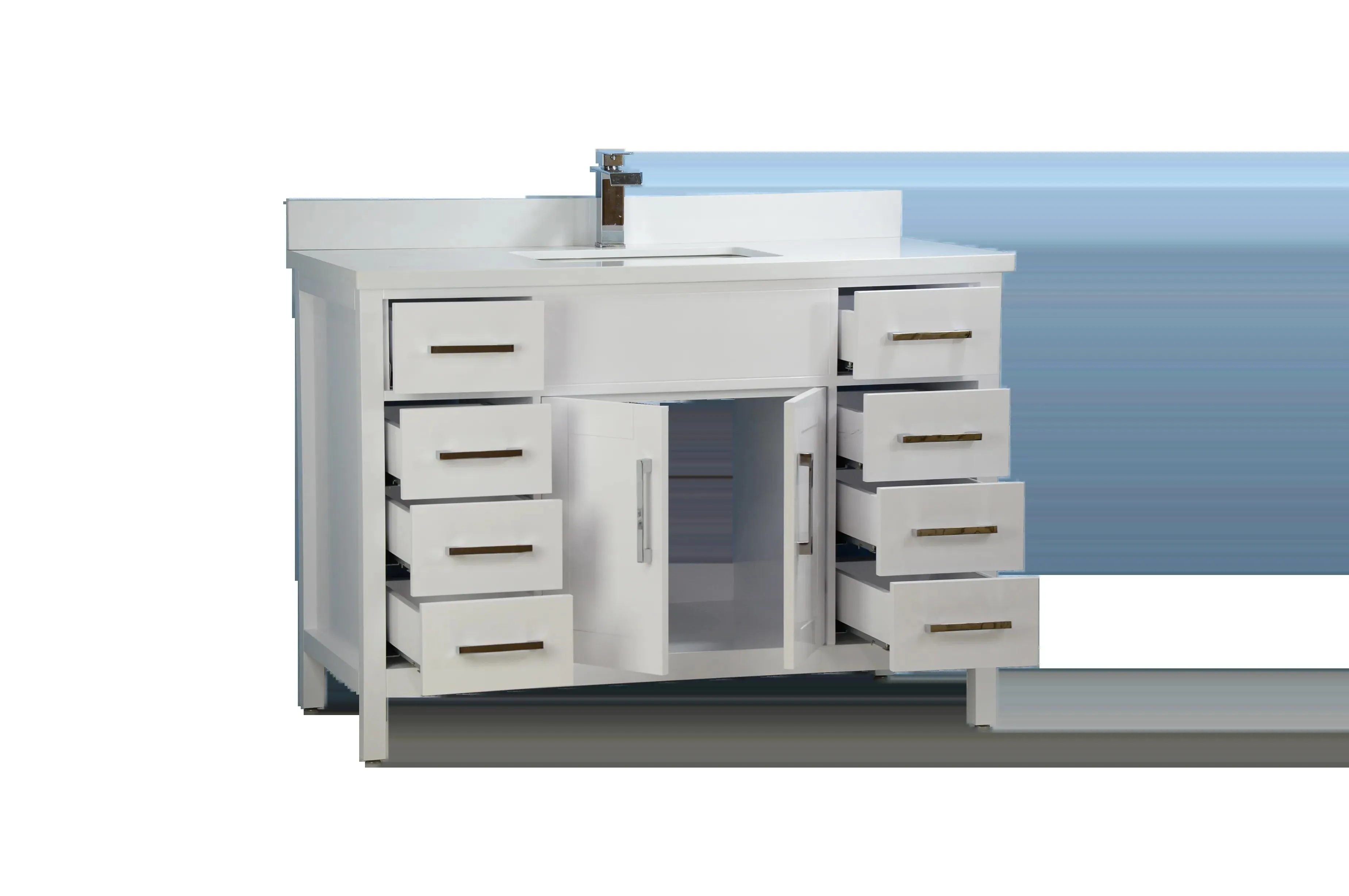 48" Solid Wood White Vanity with Stone Top