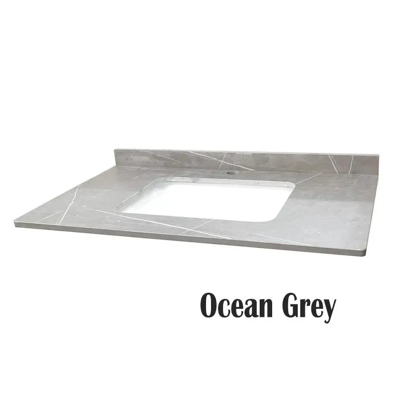 28" Gray Vanity with Integrated Ceramic Top/Sink