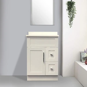 24" Grey Bathroom Vanity with Stone Top and 2 Drawers | Floors & Baths Pro's