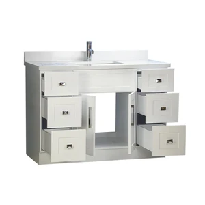Image 2 of 48" Shaker Style White Vanity with Stone Top (6 drawers) sold at Floors & Baths Pro's