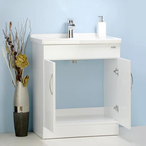 Image 2 of 28" White Vanity with Integrated Ceramic Top/Sink sold at Floors & Baths Pro's