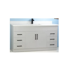 60" Single-Sink Gray Vanity with Stone Top | Floors & Baths Pro's