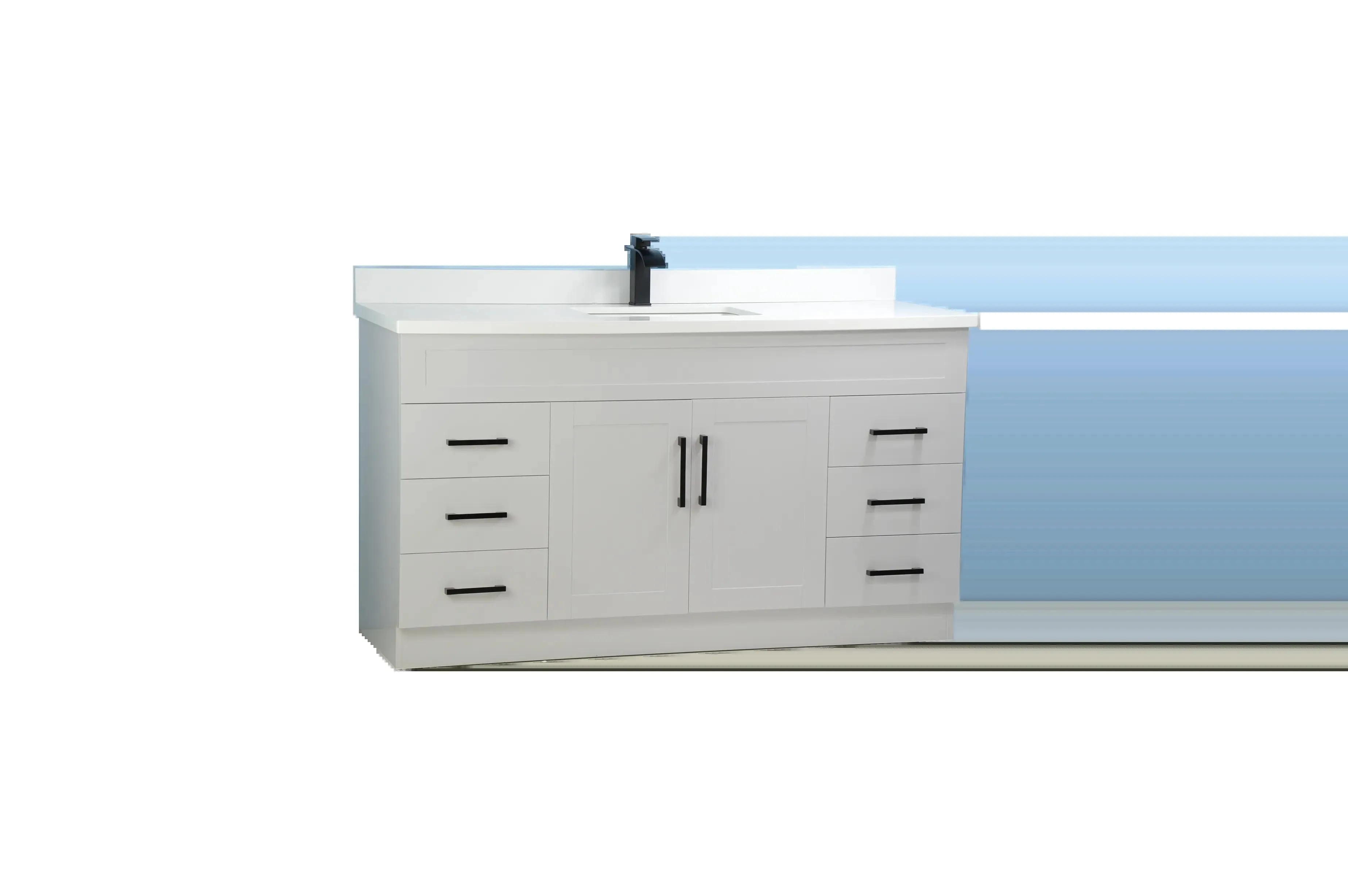60" Single-Sink Gray Vanity with Stone Top