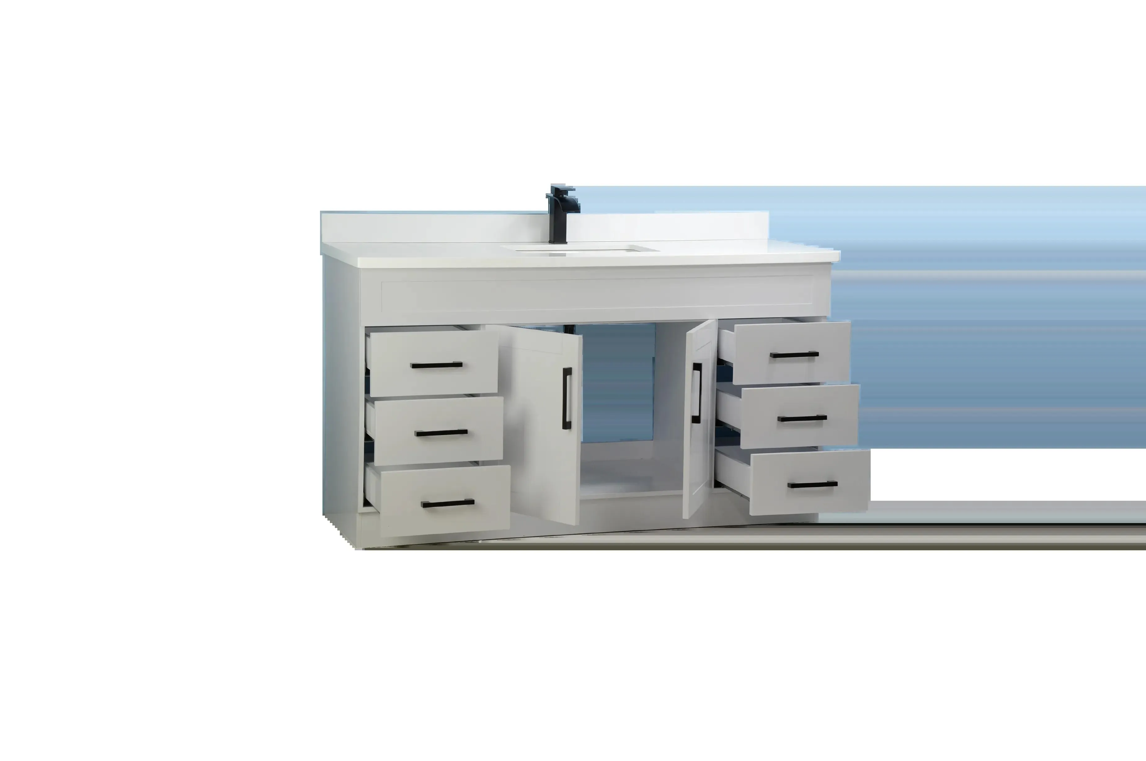 60" Single-Sink Gray Vanity with Stone Top